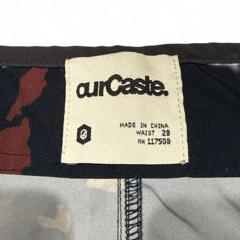 ourCaste Black Red White Abstract Boardshorts / Swim Shorts Size 28 Waist (28W)